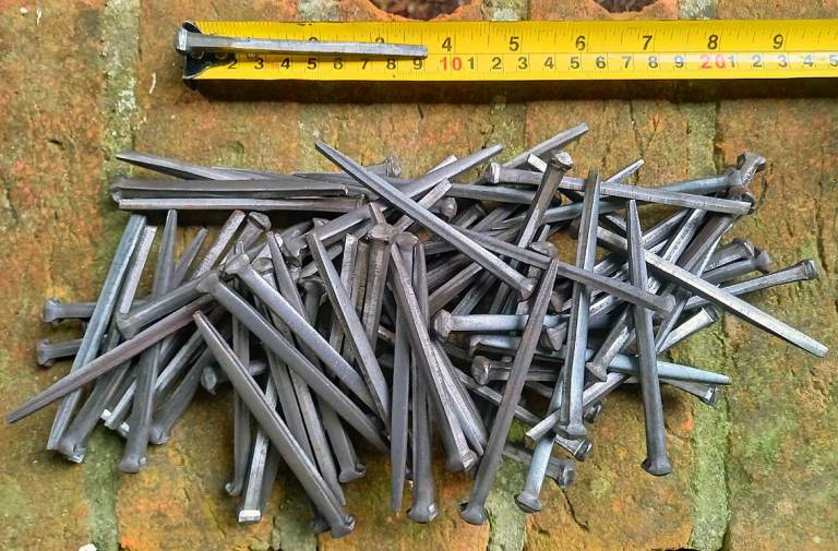 Rose Head Nails 3 1/2 inch; 90mm x 5mm Traditional Vintage Square Head Shanks x 10