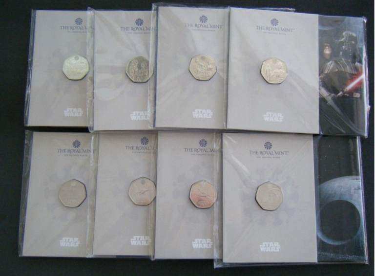 STAR WARS ROYAL MINT 50P COIN FULL SET - BRILLIANT UNCIRCULATED (PLEASE READ DESCRIPTION)