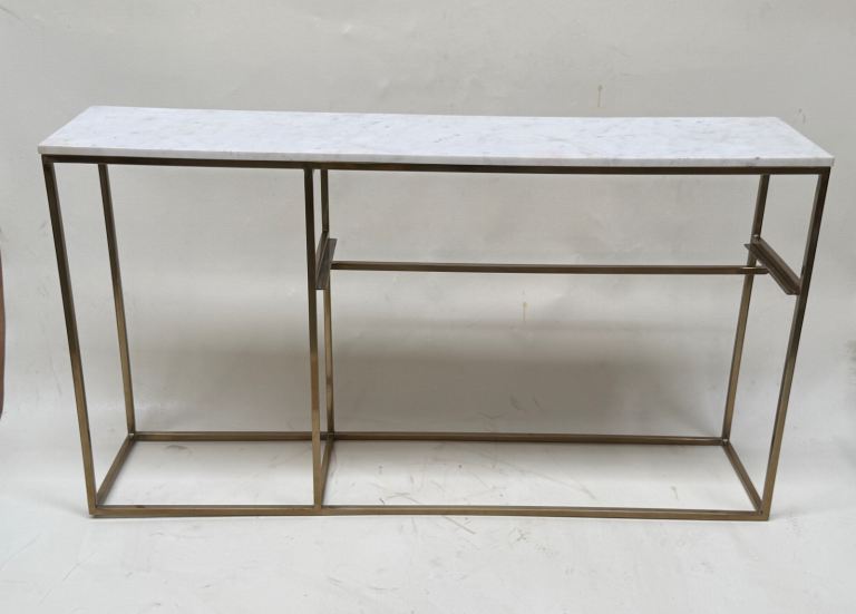 Large modern marble and chrome console table 