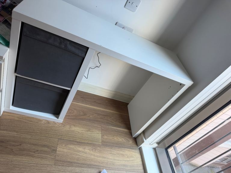 Ikea White Desk with Storage Cubbies – Good Condition