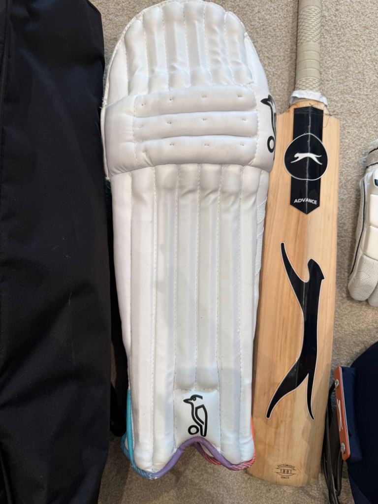 Youth Cricket bag with helmet, bat, pads and gloves
