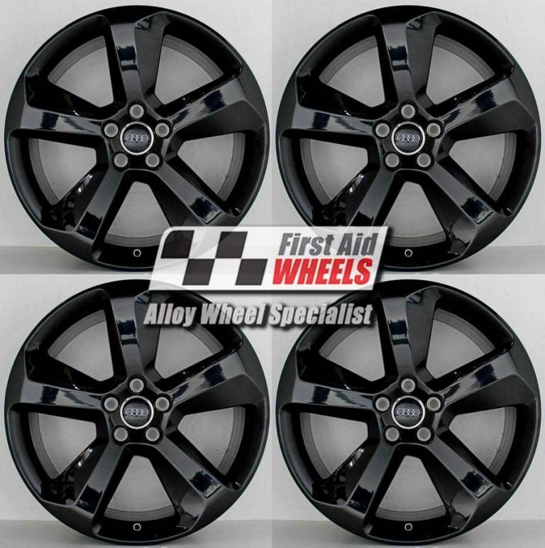 AUDI Q5 8R SET 4X 19'' GENUINE 5 SPOKE BLACK GLOSS REFURBISHED ALLOY WHEELS S547BG4