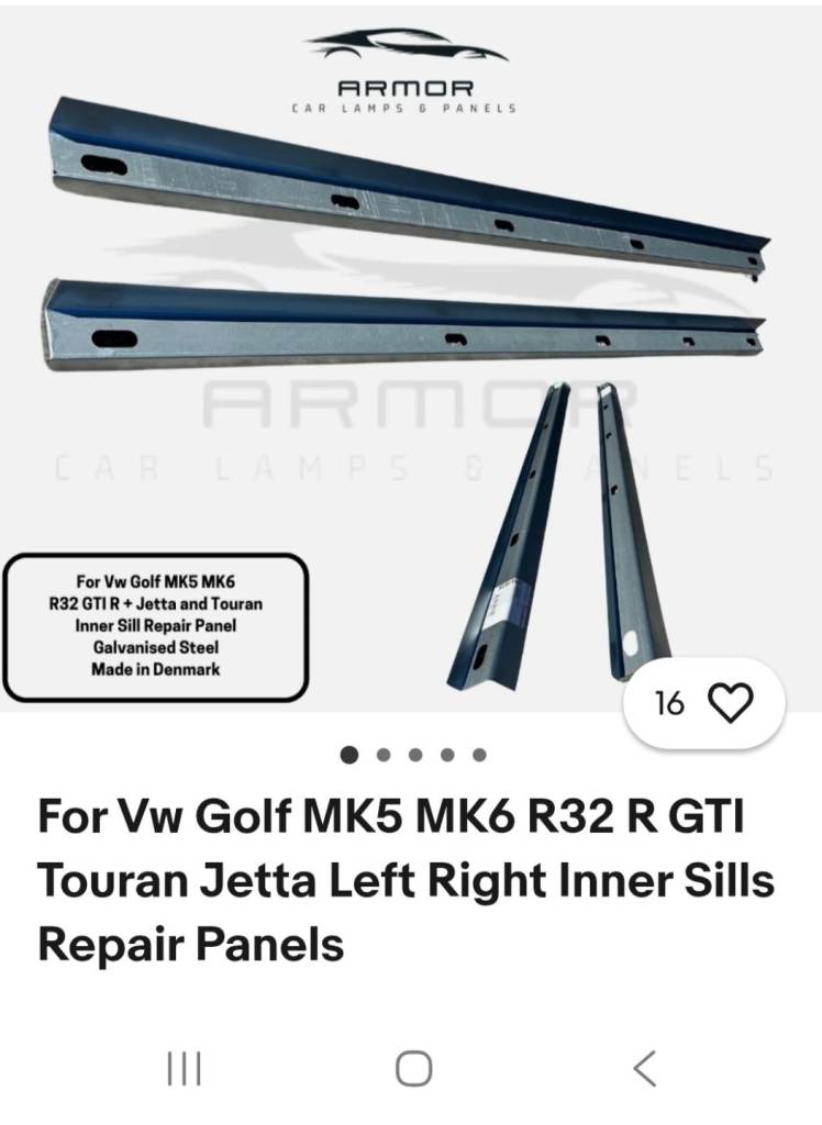 New VW Golf mk5 and 6 galvanised replacement inner sill