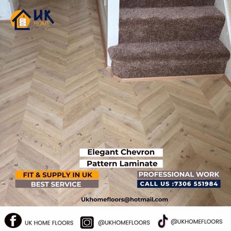 Elegant Chevron Pattern Laminate Flooring - New