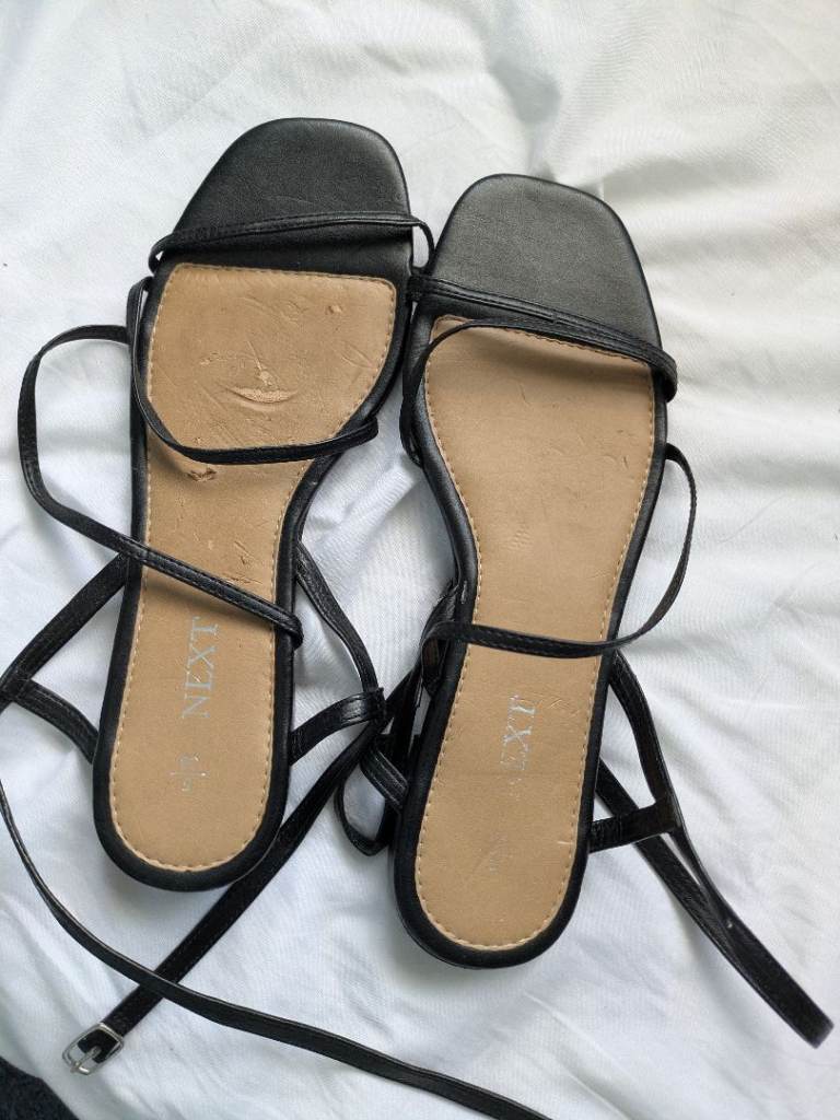 NEXT Black Strappy Flat Sandals – Good Condition