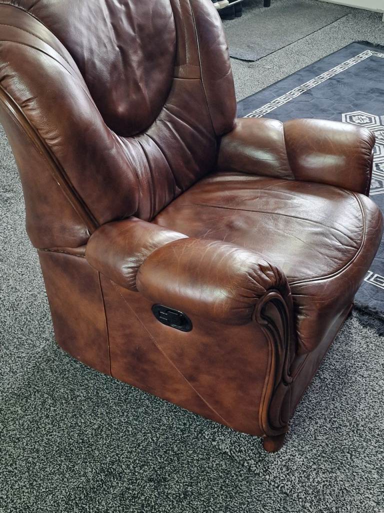 Real Leather Recliner Armchair