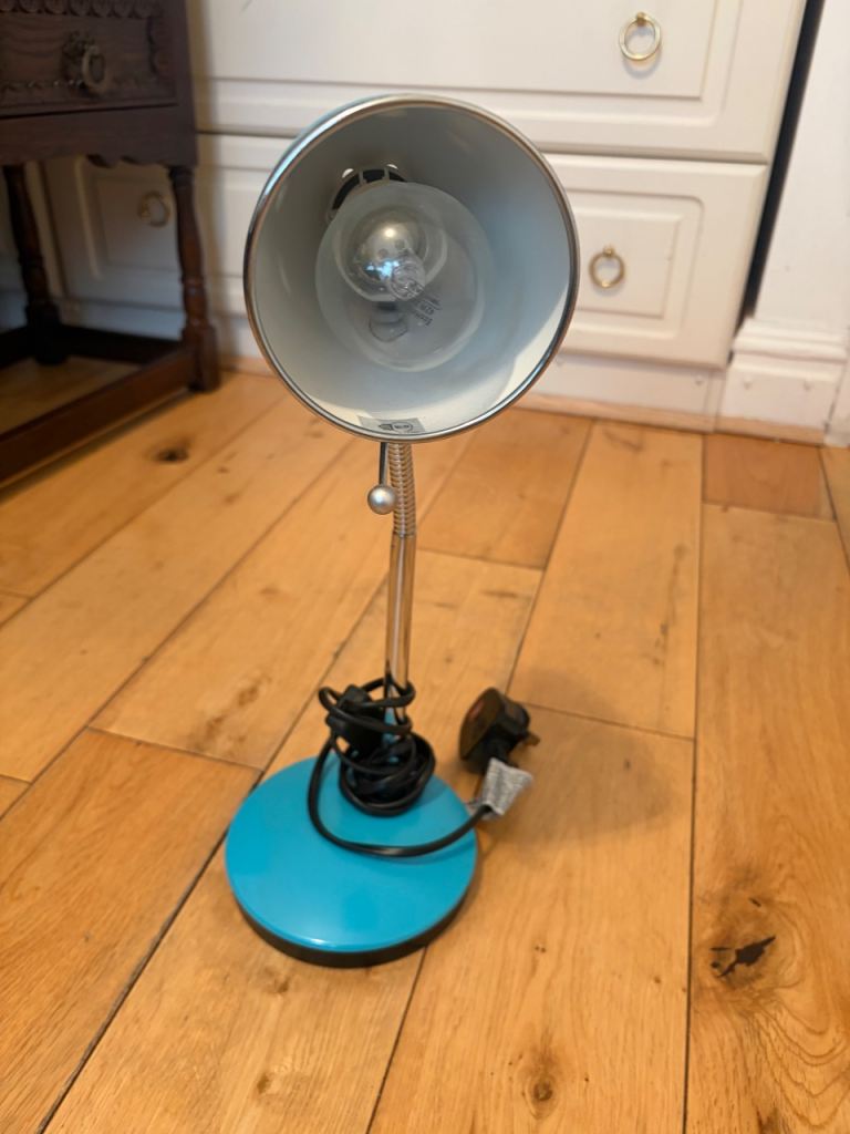 Turquoise Desk Lamp with Flexible Neck – Good Condition