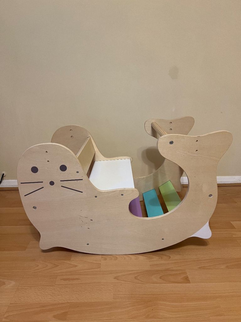 Wooden Montessori children’s rocking horse/seal