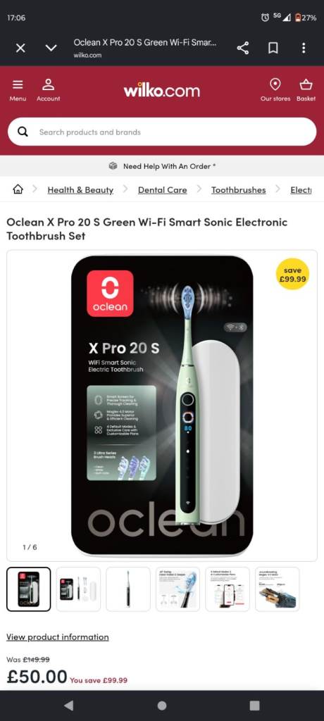 Oclean X Pro 20 S Green Wi-Fi Smart Sonic Electronic Toothbrush Set