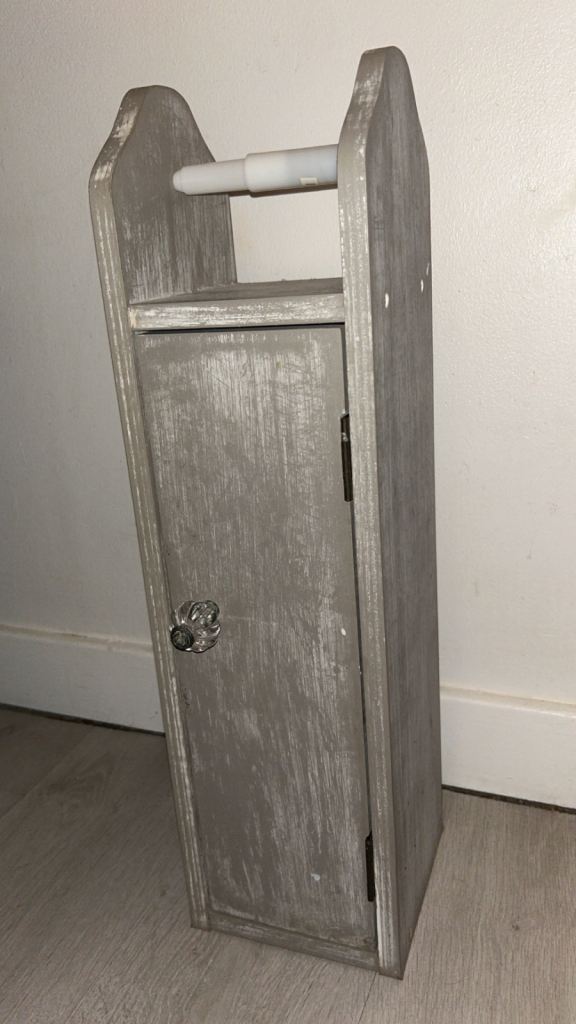 Grey Wooden Toilet Roll Holder and Storage Unit