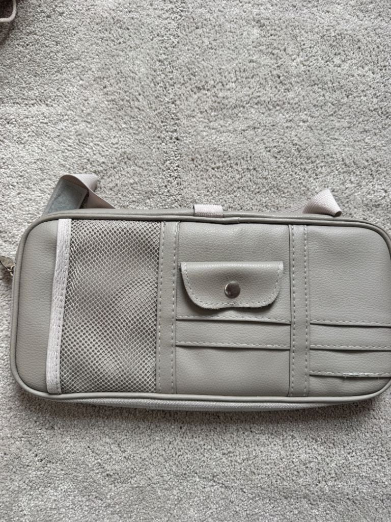 Car sun visor storage pouch grey