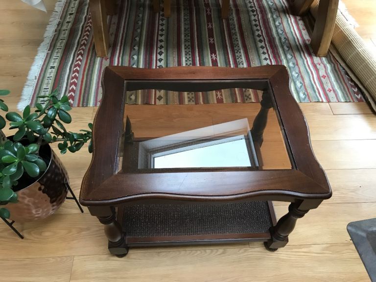 Side table with glass top for sale 