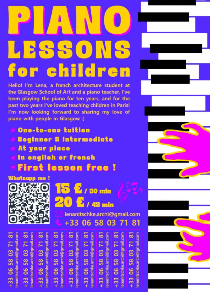Piano tuition in Glasgow (in english or in french!)