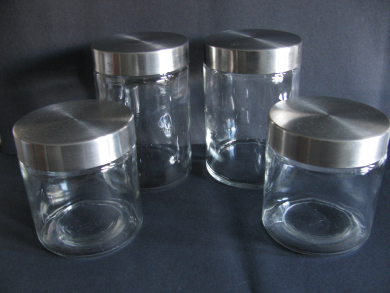 1970's Glass Storage Jars x 4 - Excellent Condition