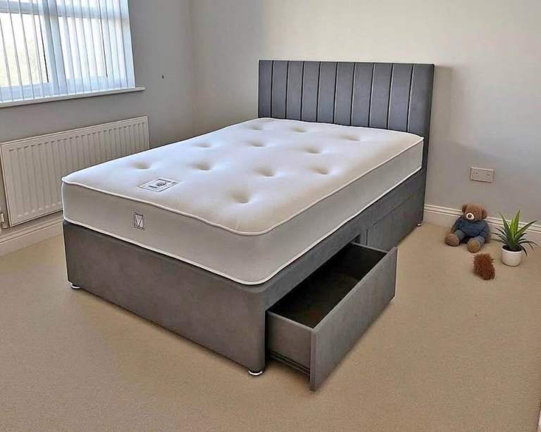 DIVAN King Size Bed With Mattress - Optional 2/4 Drawers – 15% OFF Limited Offer ]]]