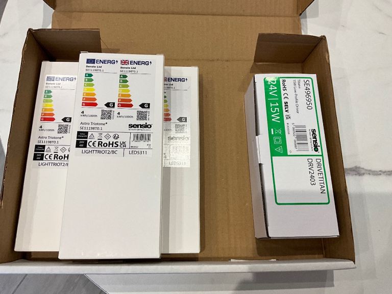 Under cupboard lighting Sensio LED Driver and Lights - Brand New 3 kit 