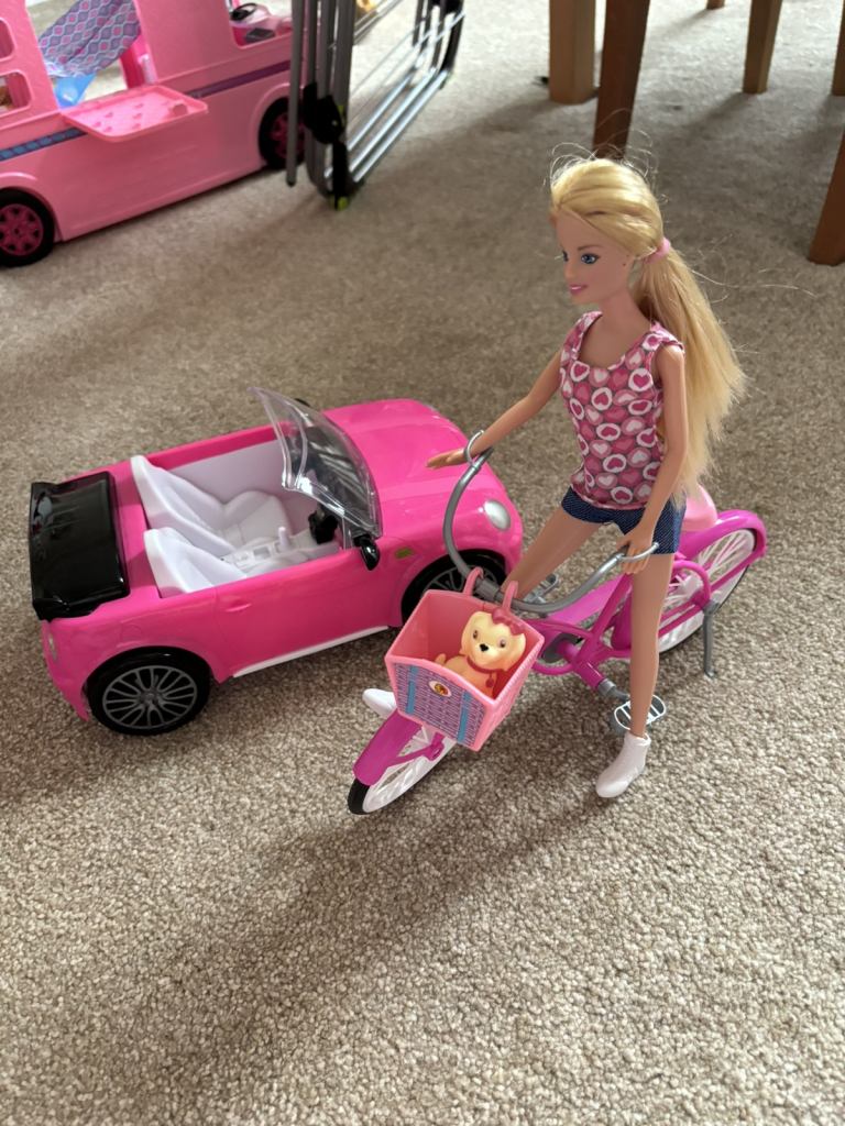 Tiffany Car & bicycle set with doll & puppy! 