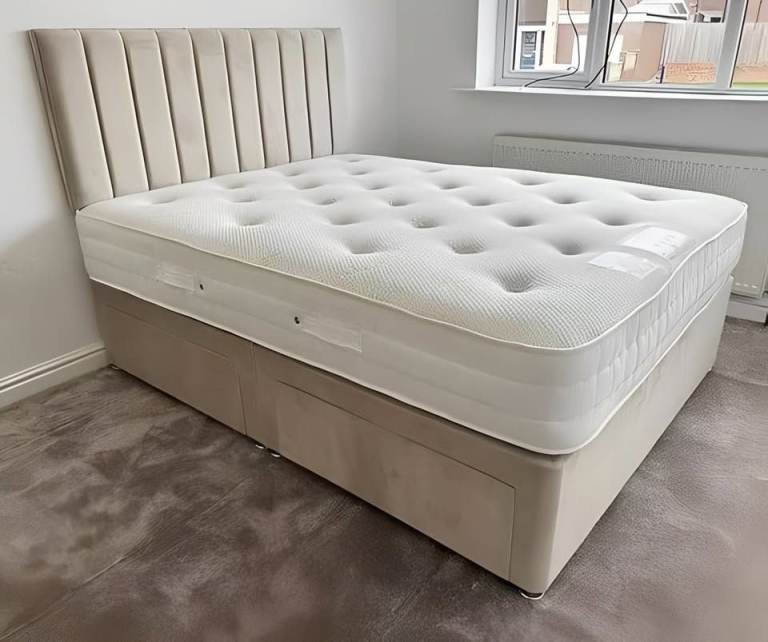 Double & King Size Divan Bed Base With Mattress Brand New CASH ON  DELIVERY 🚚📞