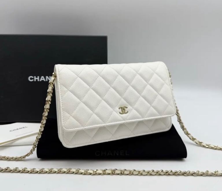 Chanel Quilted White Wallet on Chain - As New