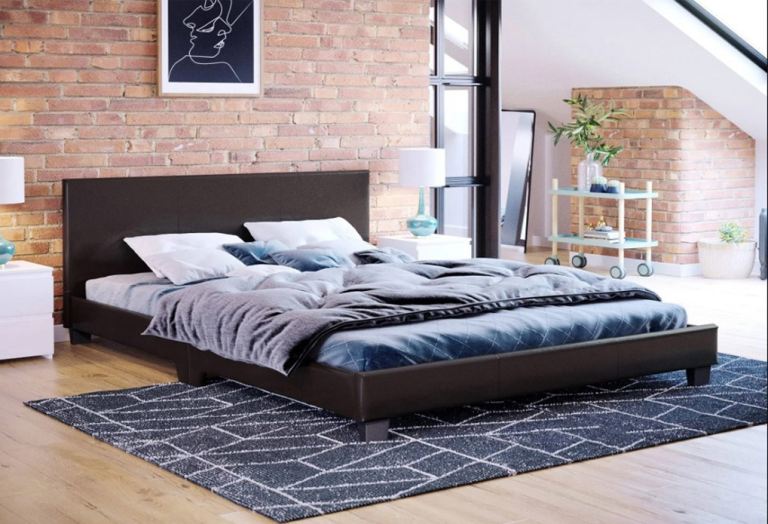 KING SIZE LEATHER BED AND MATTRESS/ SINGLE  IN STOCK