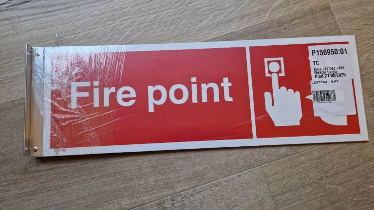 Fire Point Corridor Sign 450 x 150mm – Double-Sided Fire Safety Sign with Wall Bracket