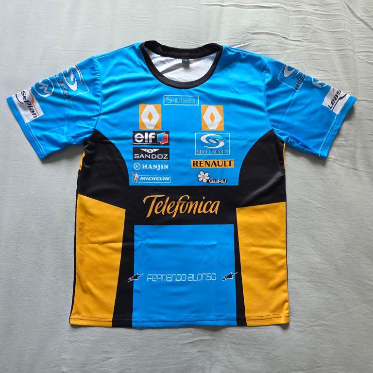 Retro Fernando Alonso Bennetton Renault F1 World Champion T-Shirt Size S/M