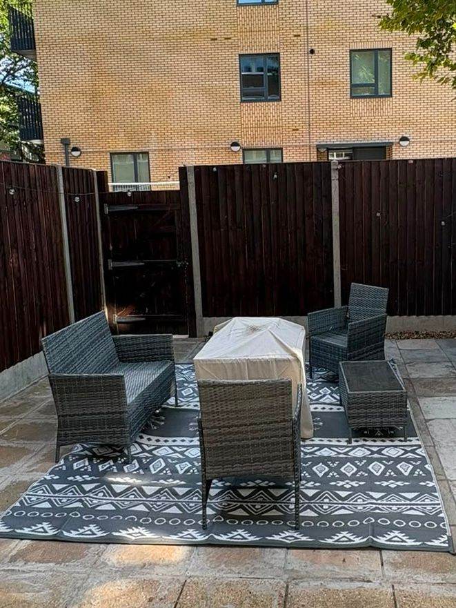 Full Set Outdoor Garden Furniture with Fire Pit & Gas Tank