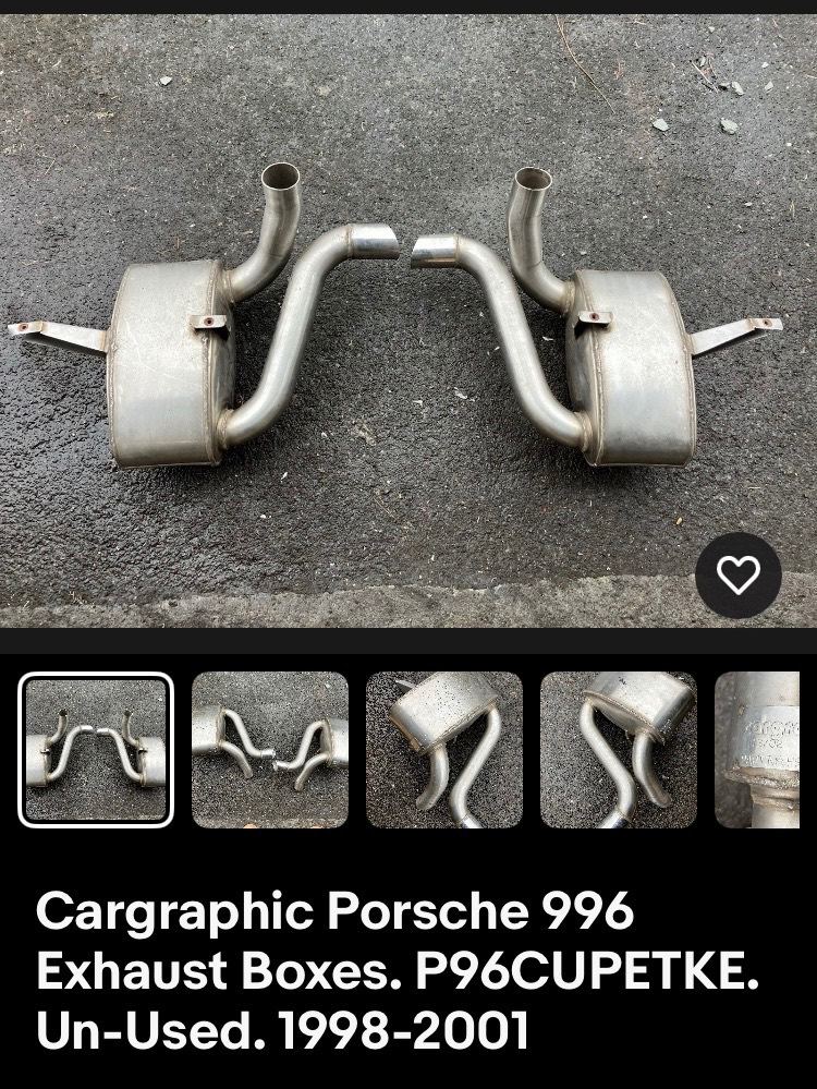 Cargraphic Porsche 996 Exhaust Boxes. P96CUPETKE. Un-Used. 1998-2001