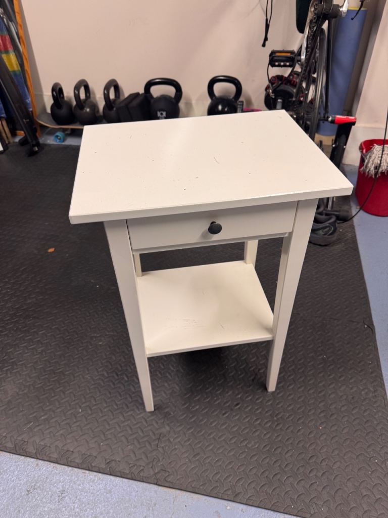 Small White Bedside Table with Drawer