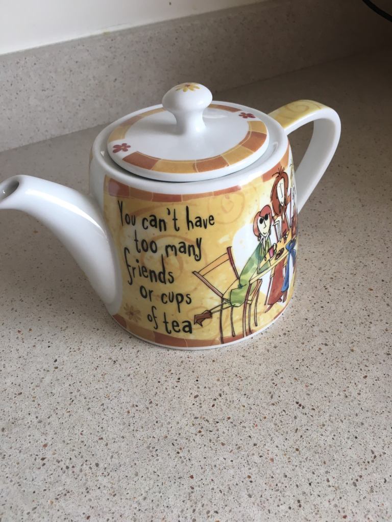 BORN TO SHOP TEAPOT “You can’t have too many friends or cups of tea”