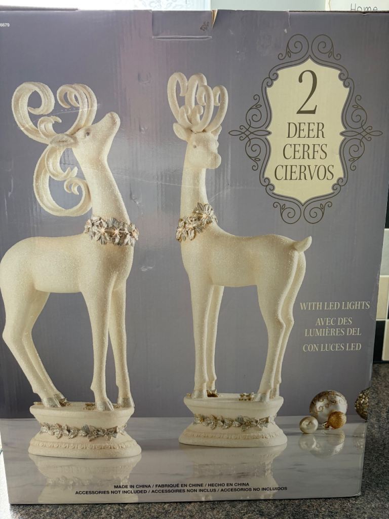 New Pair of Decorative Deer with LED Lights – Christmas Decorations