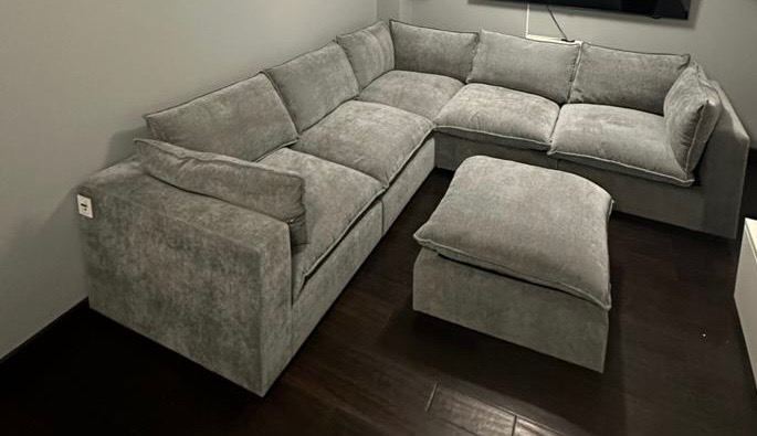 DUSK Boston Left Hand Corner Sofa With Pouffe 