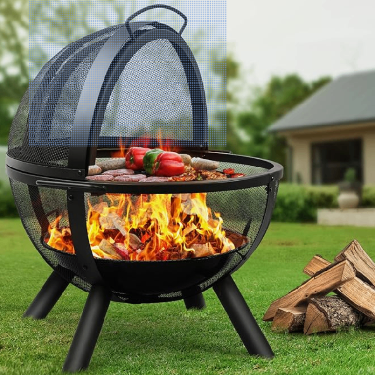 Ikuby Ball Style Fire Pit with BBQ Grill. Brand New Unopened