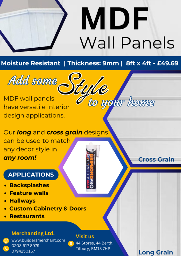 MDF Medium Density Fibreboard Moisture Resistant, Fire Resistant, Flexible, MDF WALL PANELS 
