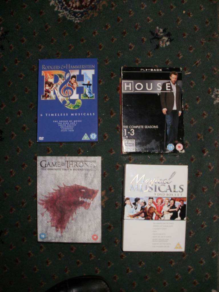 Selection of DVDs – House, Game of Thrones, Musicals - 34 discs in 4 boxsets. All for free
