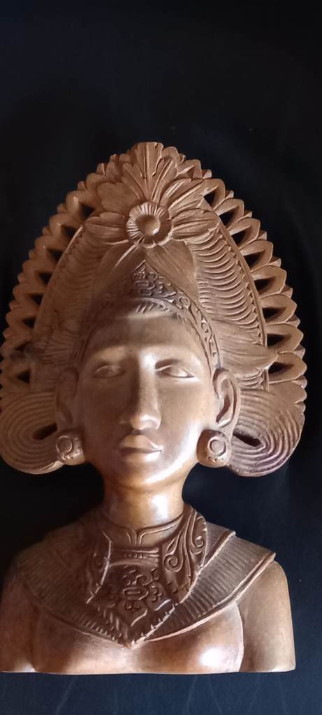 Indonesian Hardwood Carving Of Lakshmi Goddess Of Wealth And Prosperity