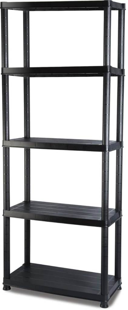 Addis 5 Tier Plastic Storage Shelving Unit – Durable Freestanding Organiser Saving, Easy Assembly