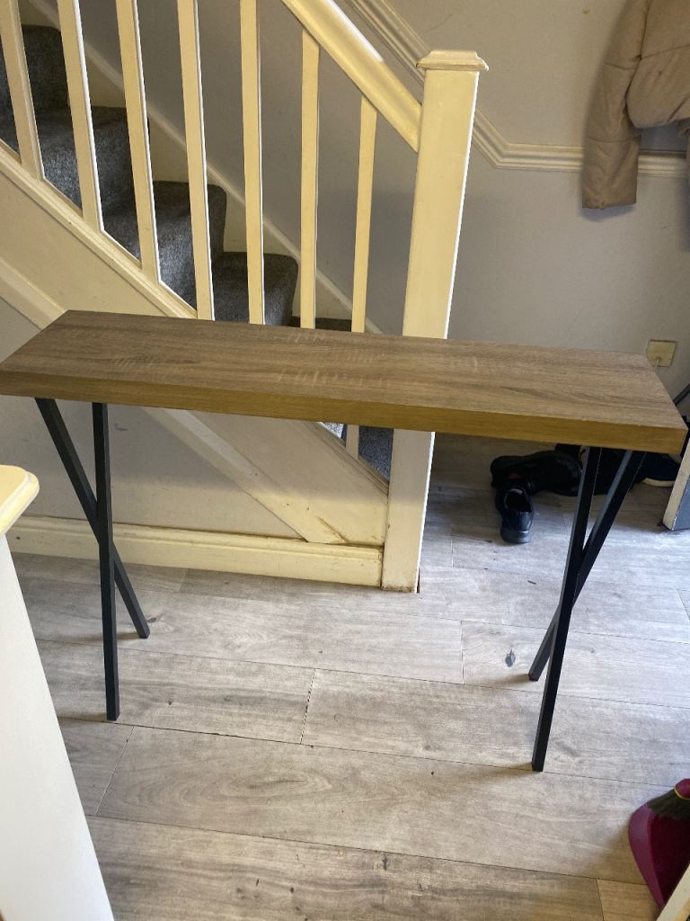 Wooden Console Table / coffee tablewith Black Metal Legs – Good Condition