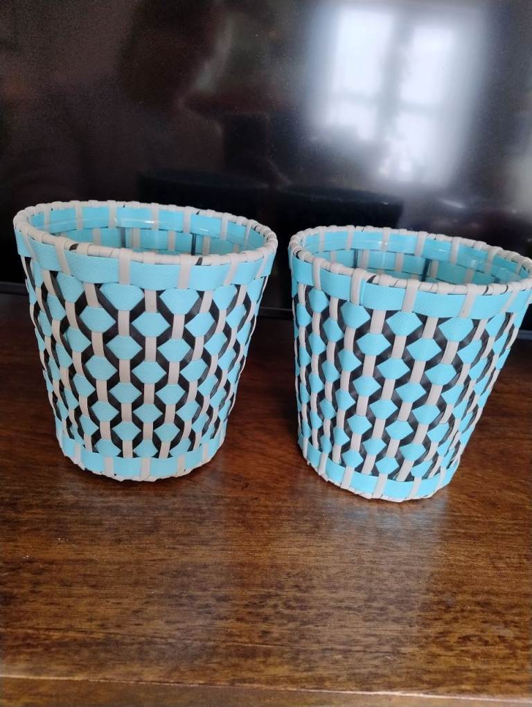 2 x IKEA woven planter pots with plastic inserts