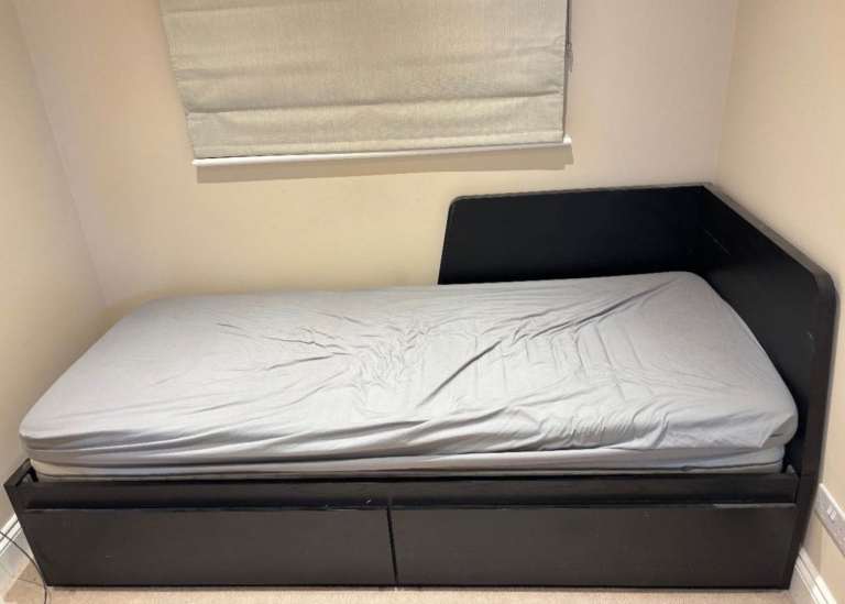 IKEA Hemnes Day Bed with 2 Mattresses – Black, Good Condition