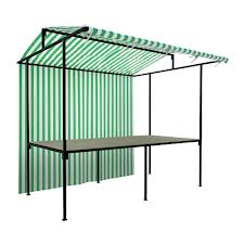Market Stall with Green and White Striped Canopy
