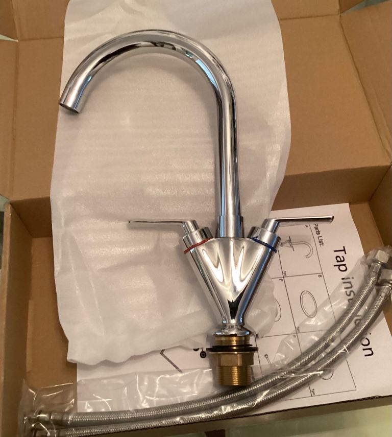 New & Boxed Chromed Mixer Tap - With Fittings 