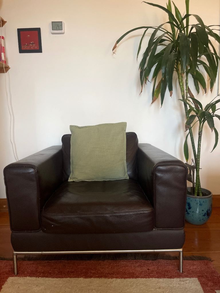 image for 2 Ikea Arild leather armchairs