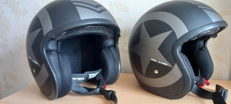 Two Viper motorcycle helmets
