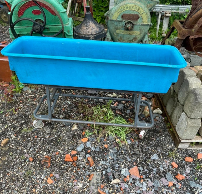 Reclaimed Large Plastic Trough Type Storage on Wheels