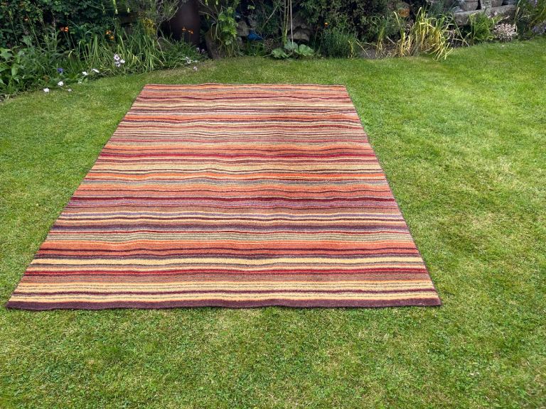 Multicoloured Striped Fabric Rug by John Lewis, Handmade