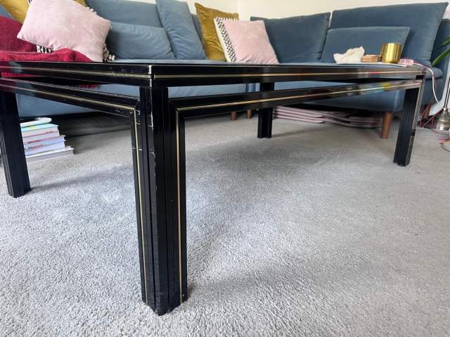 1970s Vintage Black Coffee Table made in France by designer Pierre