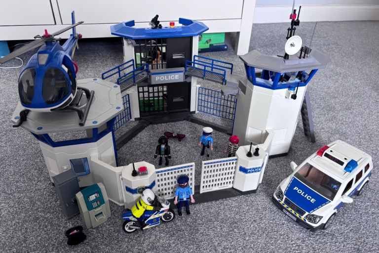 Playmobil Police Station, Helicopter, Car, and Motorbike Set