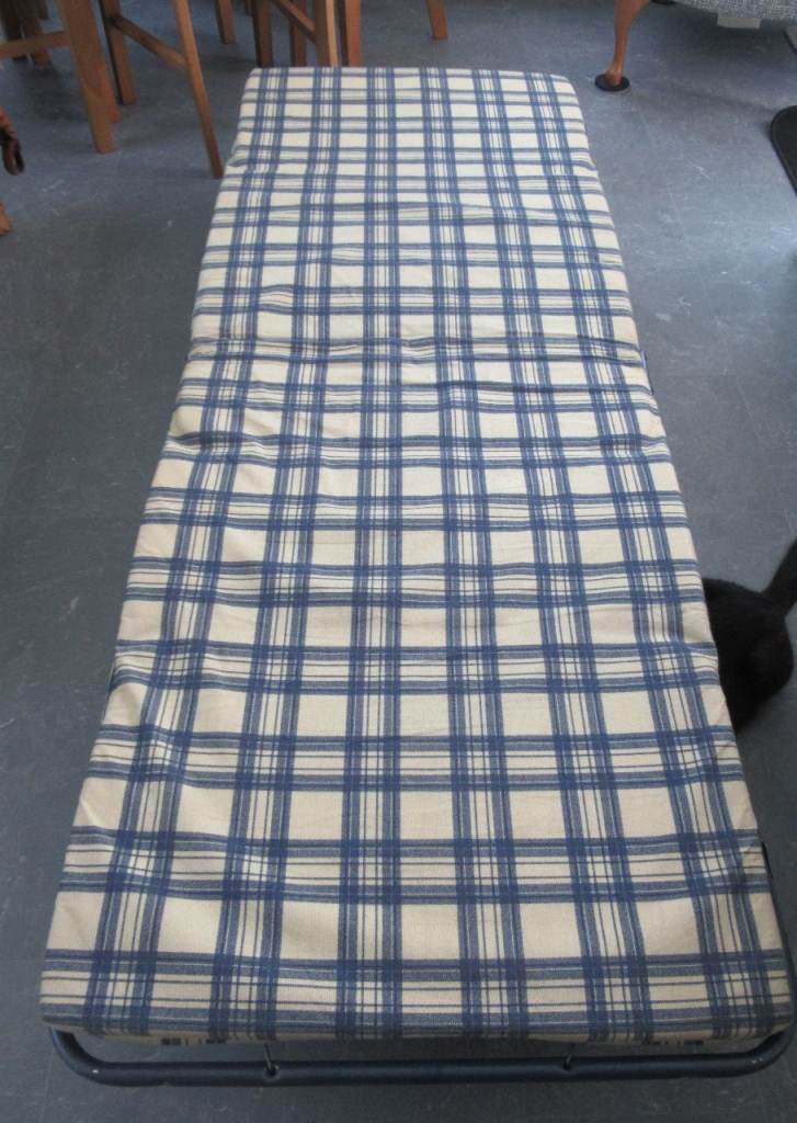 Folding Metal Sprung Z Bed with Mattress - in good clean condition