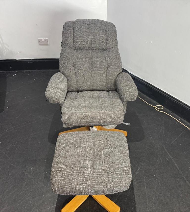 DFS Capri Grey Swivel Recliner Chair & Footstool  New  £250 Free Local Delivery